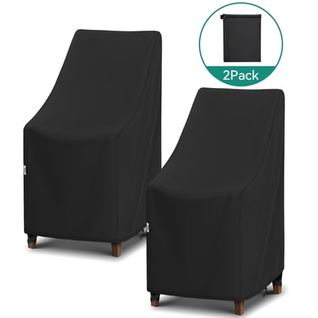 Adiqo High Back Patio Chair Covers, Stackable Outdoor Chair Covers, 27"W x 27"Dx 49"H, 2 Pack with Storage Bag