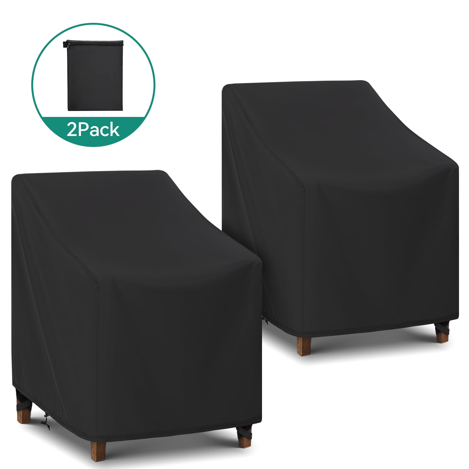 Adiqo Patio Swivel Lounge Chair Covers Waterproof, 2 Pack Outdoor Rocking Chair Covers for Patio Lawn Garden Wicker Furniture, 34"W x 37"D x 36"H, Black