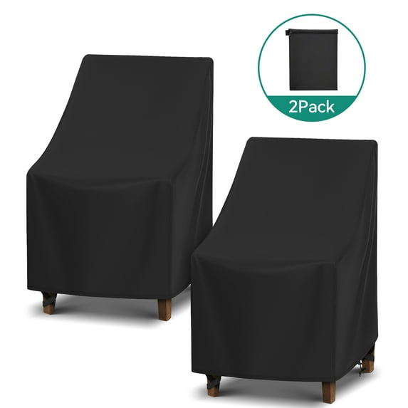 Adiqo Waterproof Outdoor High Back Chair Covers, Outdoor Furniture Covers, Adirondack Chair Covers, Patio Rocking Swivel Chair Covers 2 Pack, 27"W x 30"D x 42"H, Black