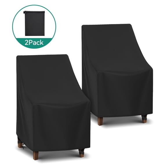 Adiqo Waterproof Outdoor High Back Chair Covers, Outdoor Furniture Covers, Adirondack Chair Covers, Patio Rocking Swivel Chair Covers 2 Pack, 27"W x 30"D x 42"H, Black