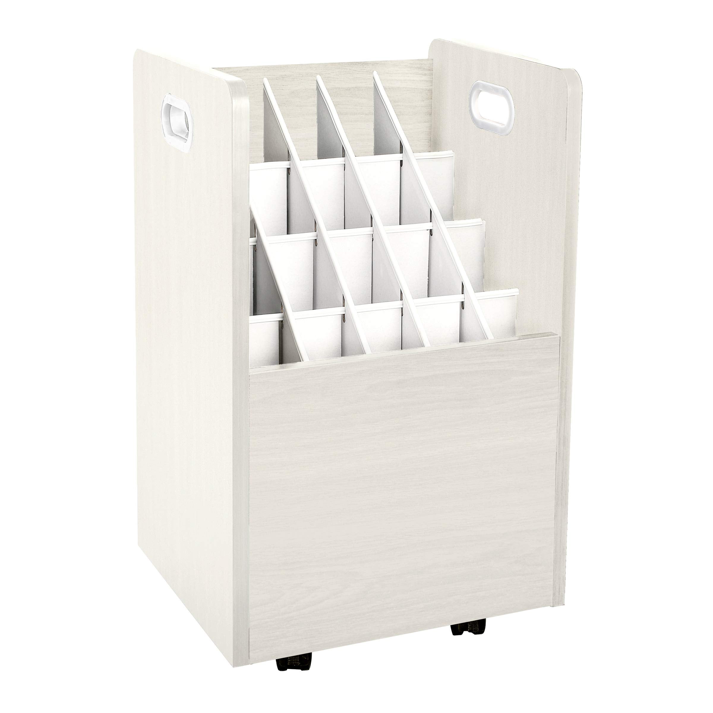 White Particle Board Mobile Roll File with 20 Compartments