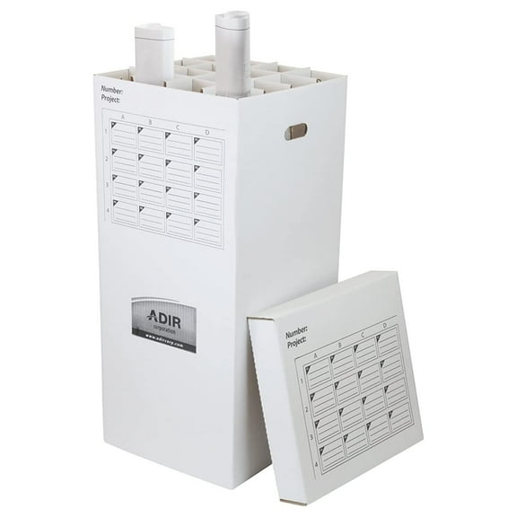 Adir Cardboard Roll File Storage Organizer- Vertical Sorter- Blueprint, Poster, Plans and Map Holder Station-16 Slots (Compatible with Rolls up to 37 Inches Long)