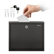 Adir Metal Suggestion Box with Lock and Slot, Wall Mount Deposit Box for Payments and Checks, Mailbox for house, Safe Drop Box with Keys - 3x10x12 Inch Black