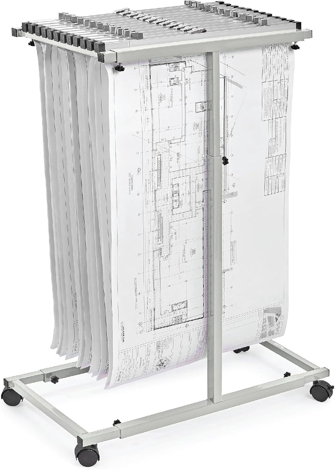Adir Mobile Blueprint Storage Rack - Adjustable and Portable Vertical Blueprint Holder
