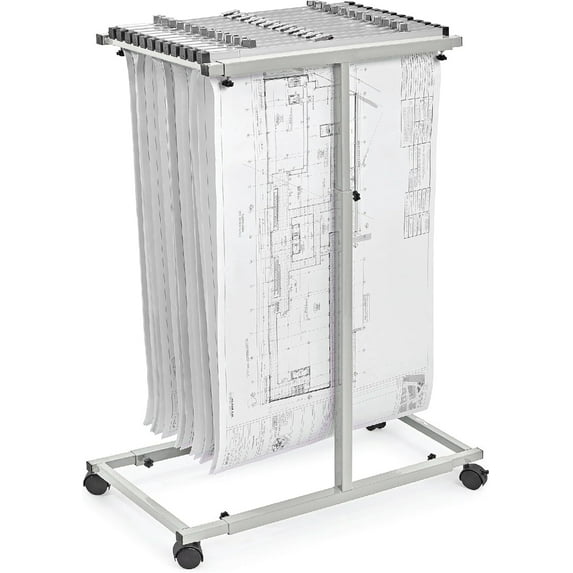 Adir Mobile Blueprint Storage Rack - Adjustable and Portable Vertical Blueprint Holder
