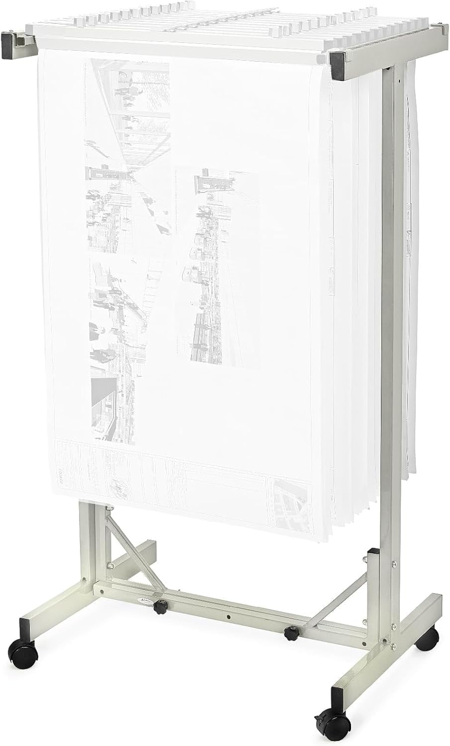 Adir Mobile Blueprint Storage Rack - Adjustable Mobile Blueprint Holder, Vertical Architect Drawing Rack with Wheels, Poster Rack Display, Construction Plans Holder (Without Blueprint Clamps)