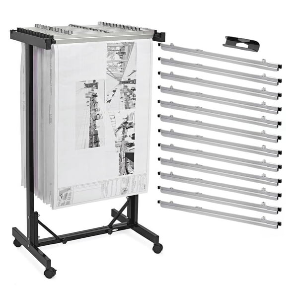 Adir Mobile Blueprint Storage Rack - Adjustable Mobile Blueprint Holder, Vertical Architect Drawing Rack with Wheels, Poster Rack Display, Construction Plans Holder (Without Blueprint Clamps)