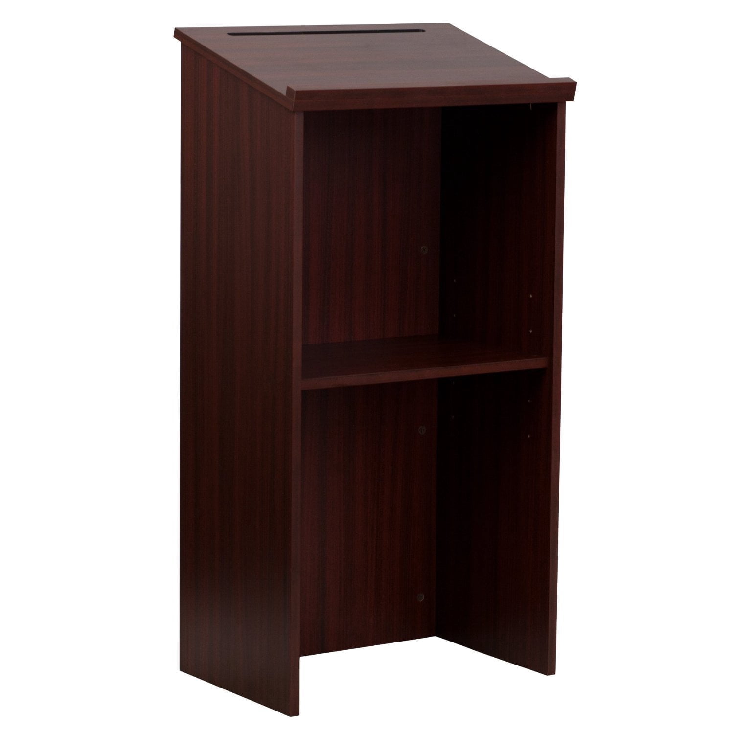 Adir Wooden Podium Stand - Speaking Podium with Storage Shelf, Hostess ...