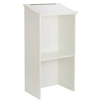 Adir Wooden Podium Stand - Speaking Podium with Storage Shelf, Hostess Stand for Restaurant, Lecture Podium, (46.25 Inches, White)