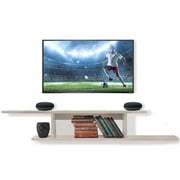 AdirHome Floating TV Stand Wall Mounted Shelf - Entertainment Center Shelves - Floating Media Console White