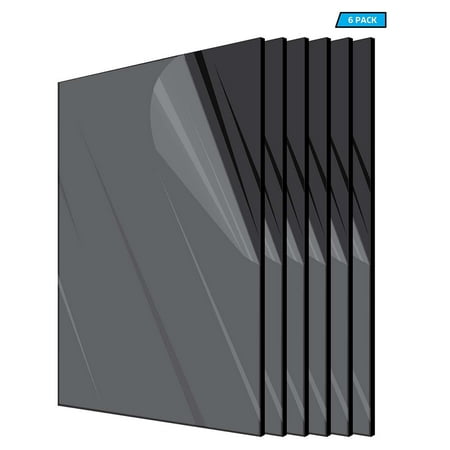 AdirOffice 12" x 12" Black Opaque Plexiglass Acrylic Sheet (6-Pack) Plastic Sheet DIY