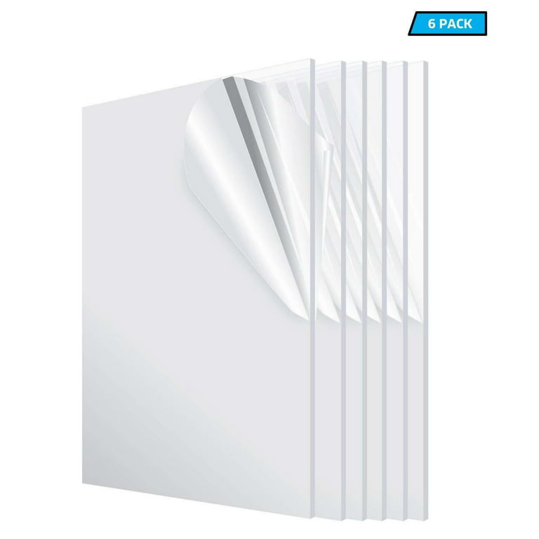 AdirOffice 12 x 24 Clear Plexiglass Acrylic Sheet Transparent Plastic  Sheet (6-Pack)