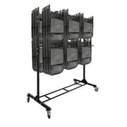 AdirOffice 2-Tier Foldable Dolly Heavy Duty Folding Chair Storage Rolling Cart