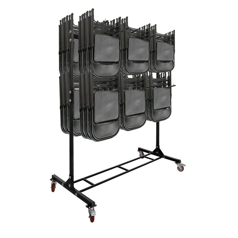 AdirOffice 2-Tier Stackable Chair Storage Utility Rack with Wheels