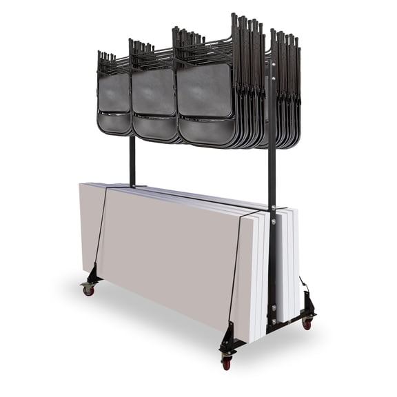 AdirOffice 2-Tier Foldable Dolly Heavy Duty Storage Cart for Folding Chair & Table
