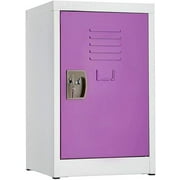 AdirOffice 24” Steel Metal Locker 1-Tier Storage Cabinet with Key & Hooks, Purple