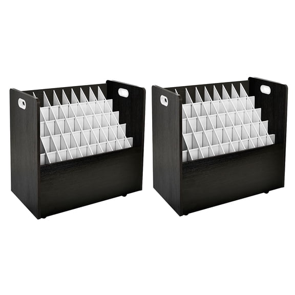 AdirOffice 50-Slot Roll File Cabinet Mobile Files for Large Roll Black 30" 2/Pack (626-BLK-2PK)