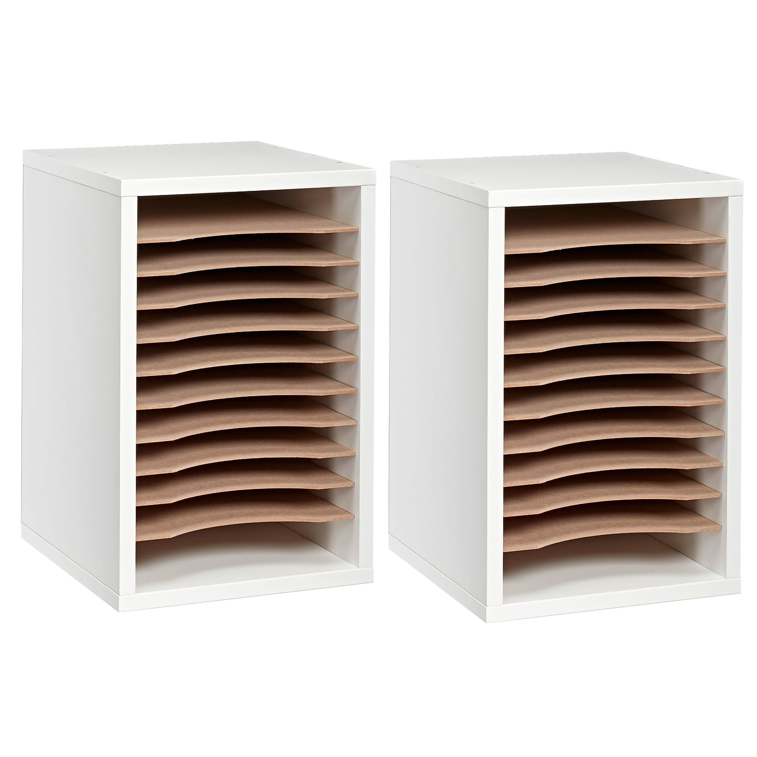 White MDF 11-Compartment Vertical Paper Sorter, 2-Pack