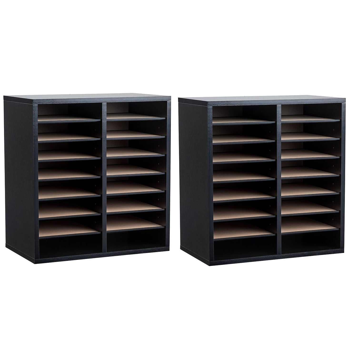 Black MDF Adjustable 16 Compartment File Storage Sorter Set