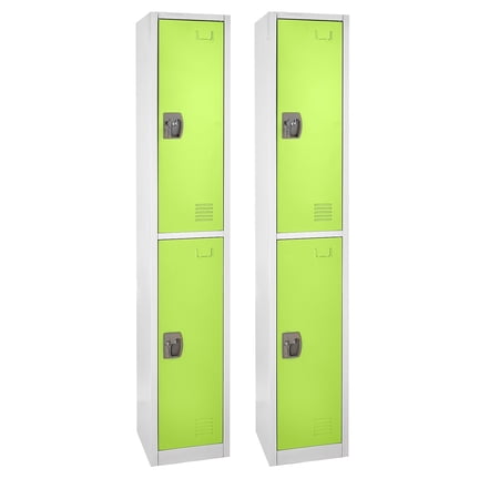 AdirOffice 72'' 2-Tier Key Lock Green Steel Storage Locker 2/Pack (629-202-GRN-2PK)
