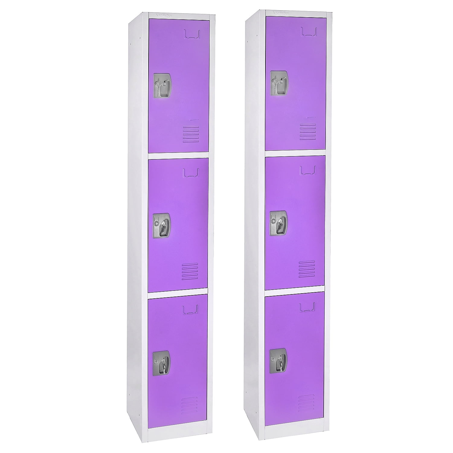 Purple 72'' 3-Tier Steel Storage Locker Set with Key Lock