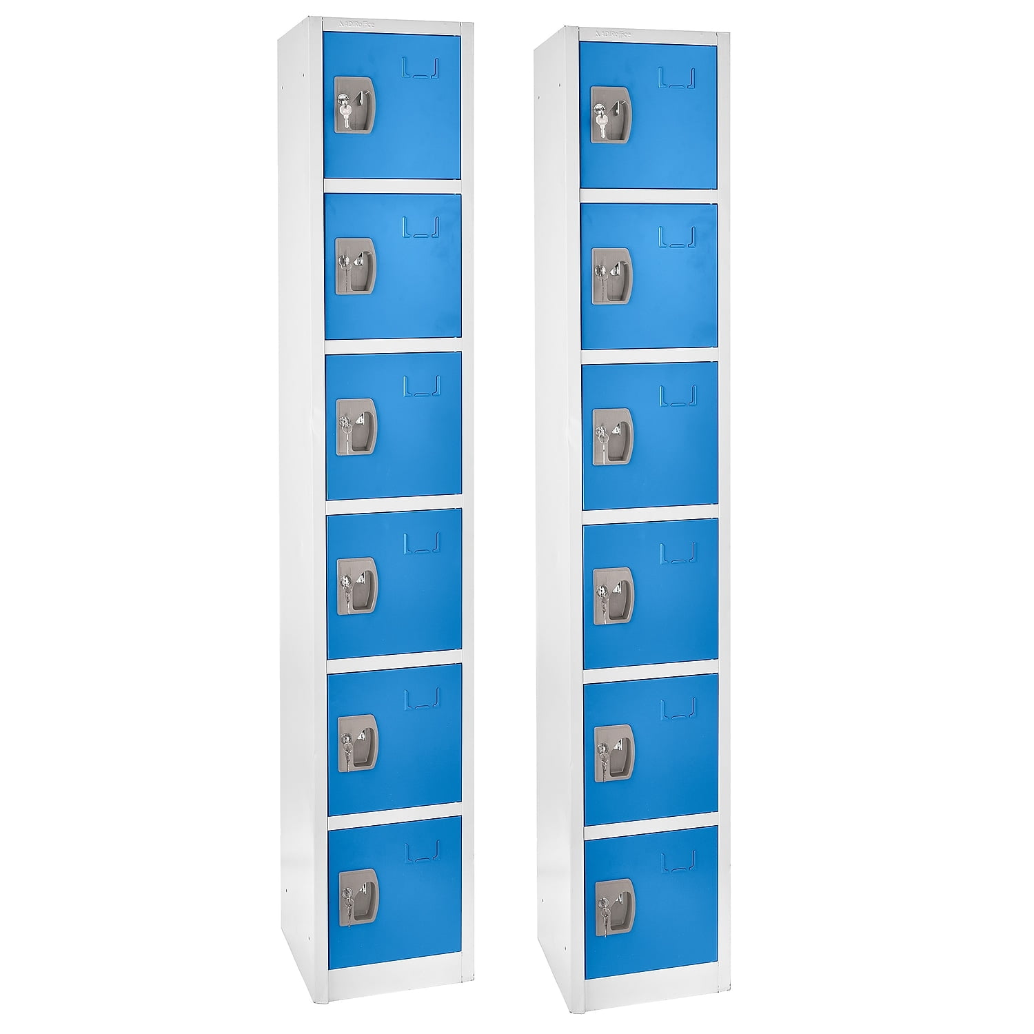 Blue and Silver 6-Tier Steel Office Storage Lockers Set