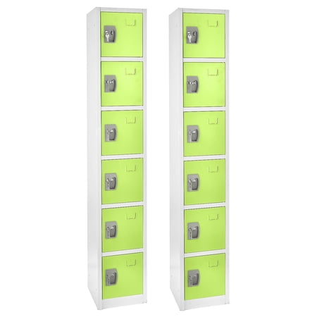AdirOffice 72'' 6-Tier Key Lock Green Steel Storage Locker 2/Pack (629-206-GRN-2PK)