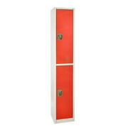 AdirOffice 72" Double-Compartment Steel Tier Key Locker Storage Cabinet Red (4-Pack)