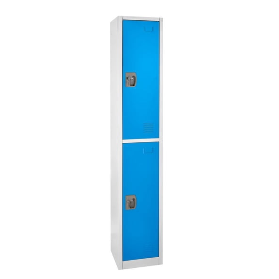 AdirOffice 72" Steel 2 Tier Large Metal Storage Locker w/2 Doors, Blue