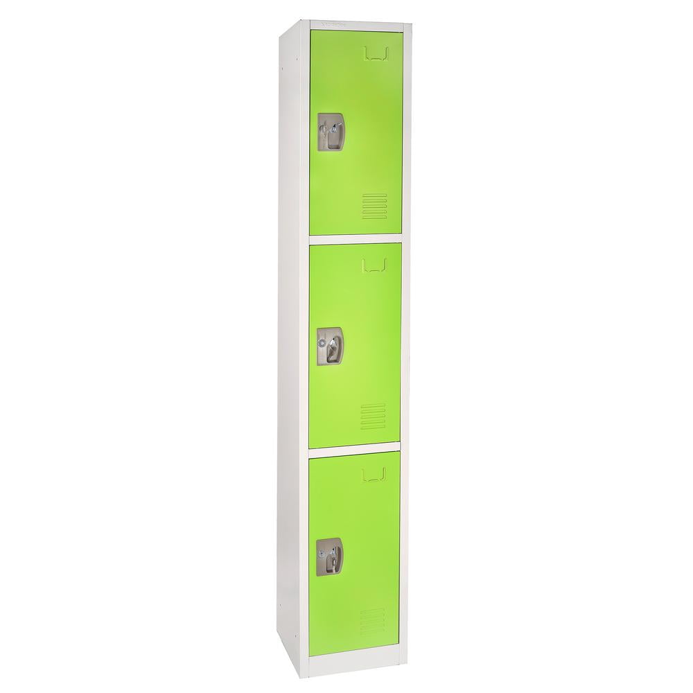 Green 3-Tier Steel Storage Locker with Key Lock