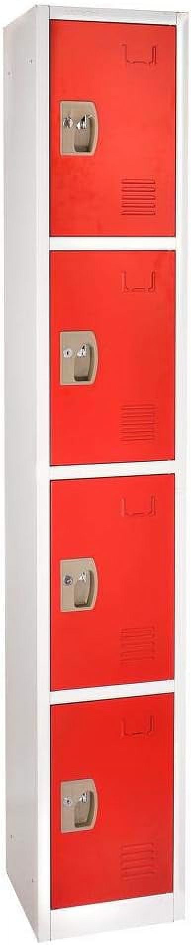 72" Red Steel 4-Door Freestanding Office Locker