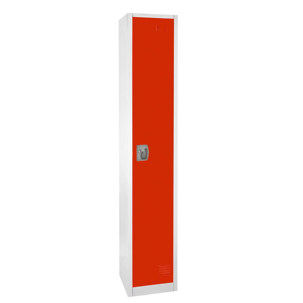 Red Steel Freestanding Locker with Adjustable Shelving