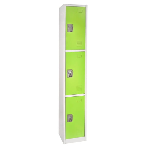AdirOffice 72" Triple-Compartment Steel Storage Locker Organizer in Green (4-Pack)