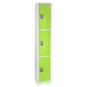 AdirOffice 72" Triple-Compartment Steel Storage Locker Organizer in Green (4-Pack)
