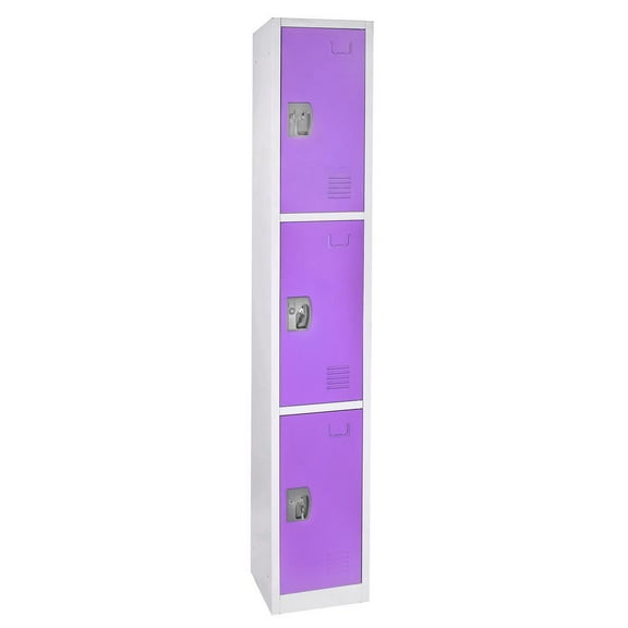 AdirOffice 72" Triple-Compartment Steel Storage Locker Organizer in Purple (4-Pack)