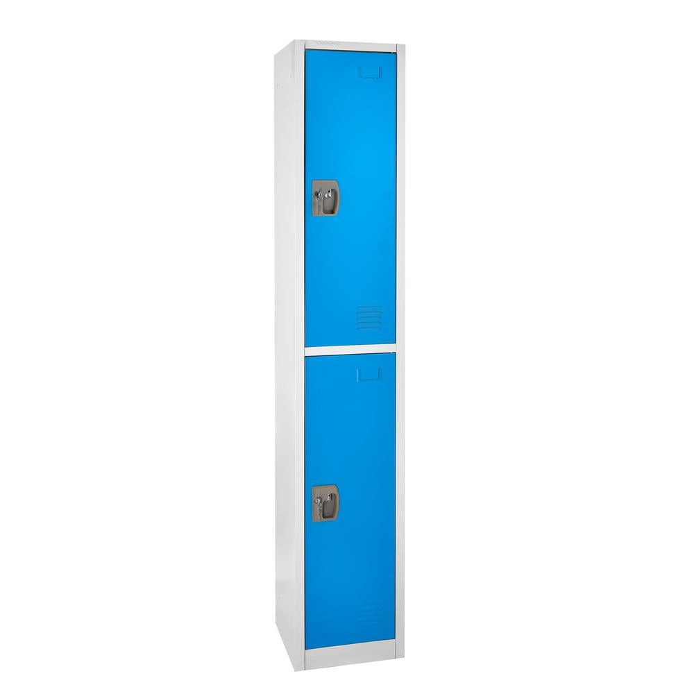 72'' Blue Steel 2-Tier Freestanding Office Locker Set with Adjustable Shelving