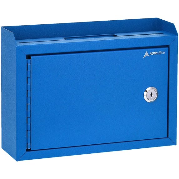 AdirOffice All Purpose Steel Mail Box Cabinet Wall Mountable Donation Drop Suggestion Box Black