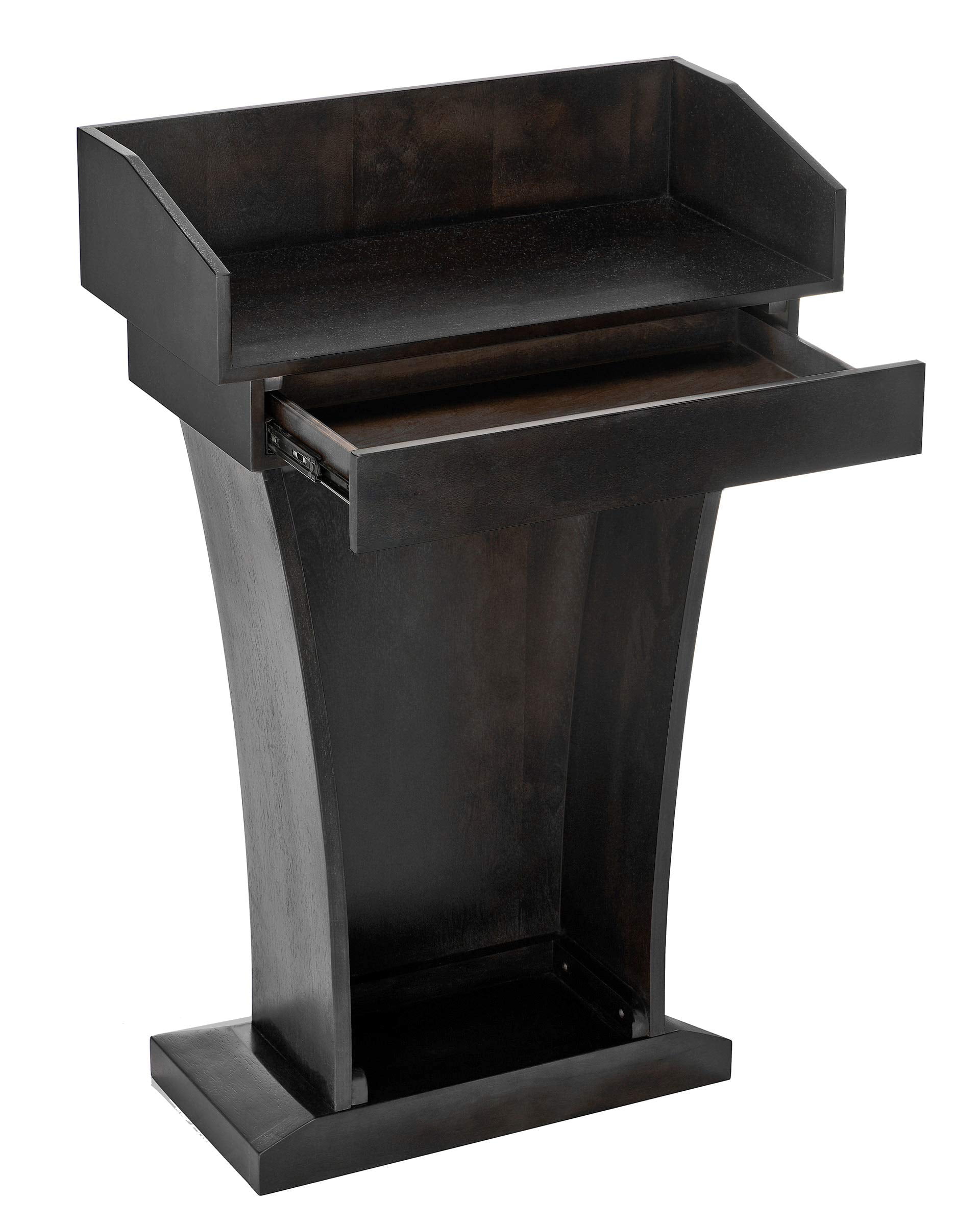 Black Woodgrain Business Lectern with Drawer