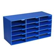 AdirOffice Classroom Paper Literature Organizer File Sorter, Classroom Storage, 15 Slots, Blue
