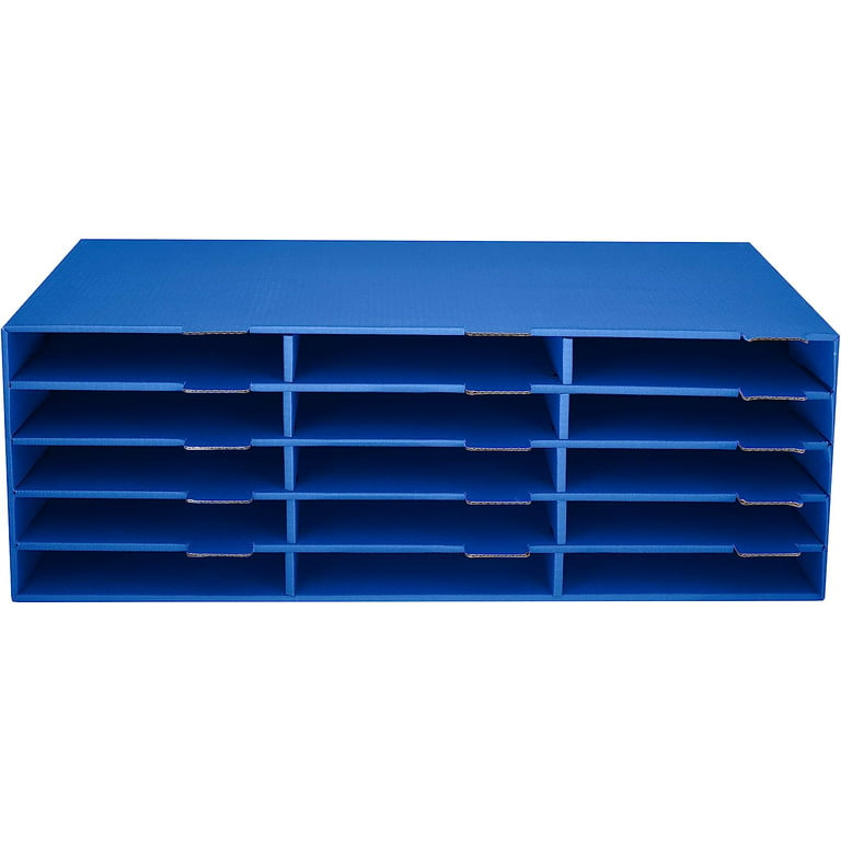  AdirOffice Cardboard Paper Organizer - Classroom Mailbox,  Literature Organizers, Office Sorter Mailboxes, Construction Papers Storage  with Slots, Compartment Shelf Holder (30 Slot, Blue) : Office Products
