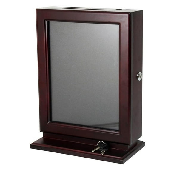 AdirOffice Customizable Wood Suggestion Box, Lockable, Mahogany
