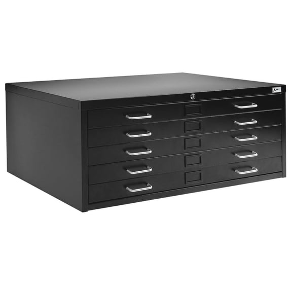 AdirOffice Flat File Cabinet - Heavy Duty 5-Drawer Blueprint Sheets Storage, 29" x 40" Great for Documents Sized 24 x 36, Ideal for Artists, Art Files, Engineers, Architects, Offices - Black