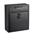 thumbnail image 1 of AdirOffice Galvanized Steel Wall Mountable Large Mail/File Box W/Key Lock, Black, 1 of 3