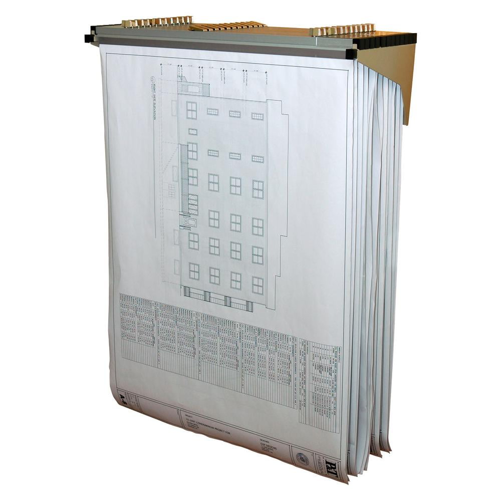 AdirOffice Gray Blueprint Sheet Wall File Holder Blueprint Steel Drop ...