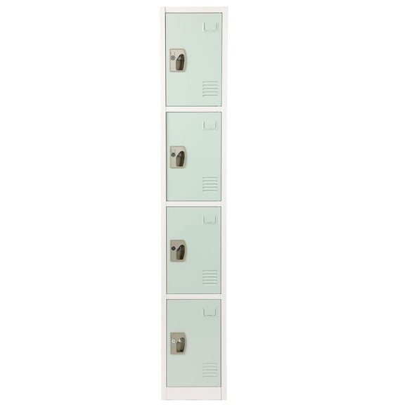 AdirOffice Large School Locker with 4 Doors 4 Hooks Storage Locker - Metal Storage Locker Cabinet Ideal for School, Garage, Office Lockers - (4 Door, Misty Green)