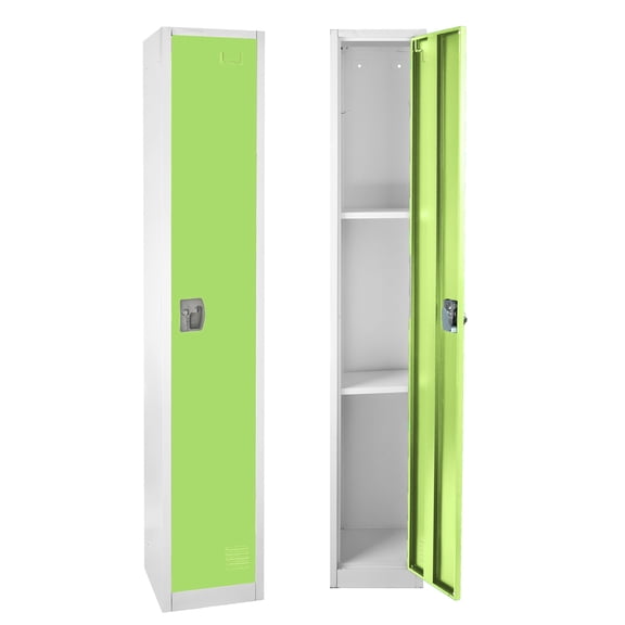 AdirOffice Large Steel Metal Locker 1-Tier Storage Cabinet with Key & Hooks, Green