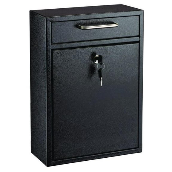 AdirOffice ALHI63104BLK Large Ultimate Secure Drop Box Wall Mounted Mail Box, 11.2 x 4.7 x 16.2 in., Black