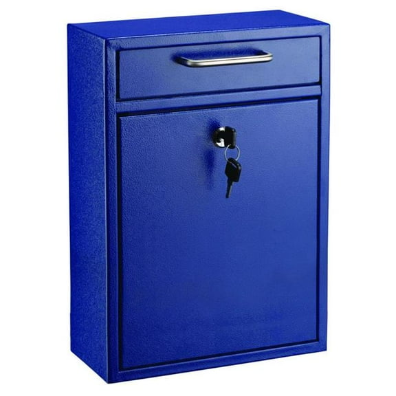 AdirOffice ALHI63104BLU Large Ultimate Secure Drop Box Wall Mounted Mail Box, 11.2 x 4.7 x 16.2 in., Blue