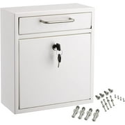 AdirOffice Large Wall Mount Mailbox with Key Lock Galvanized Steel Document Box, White