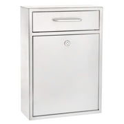 AdirOffice Large Wall Mount Mailbox with Key Lock Galvanized Steel Drop Box, 16" White